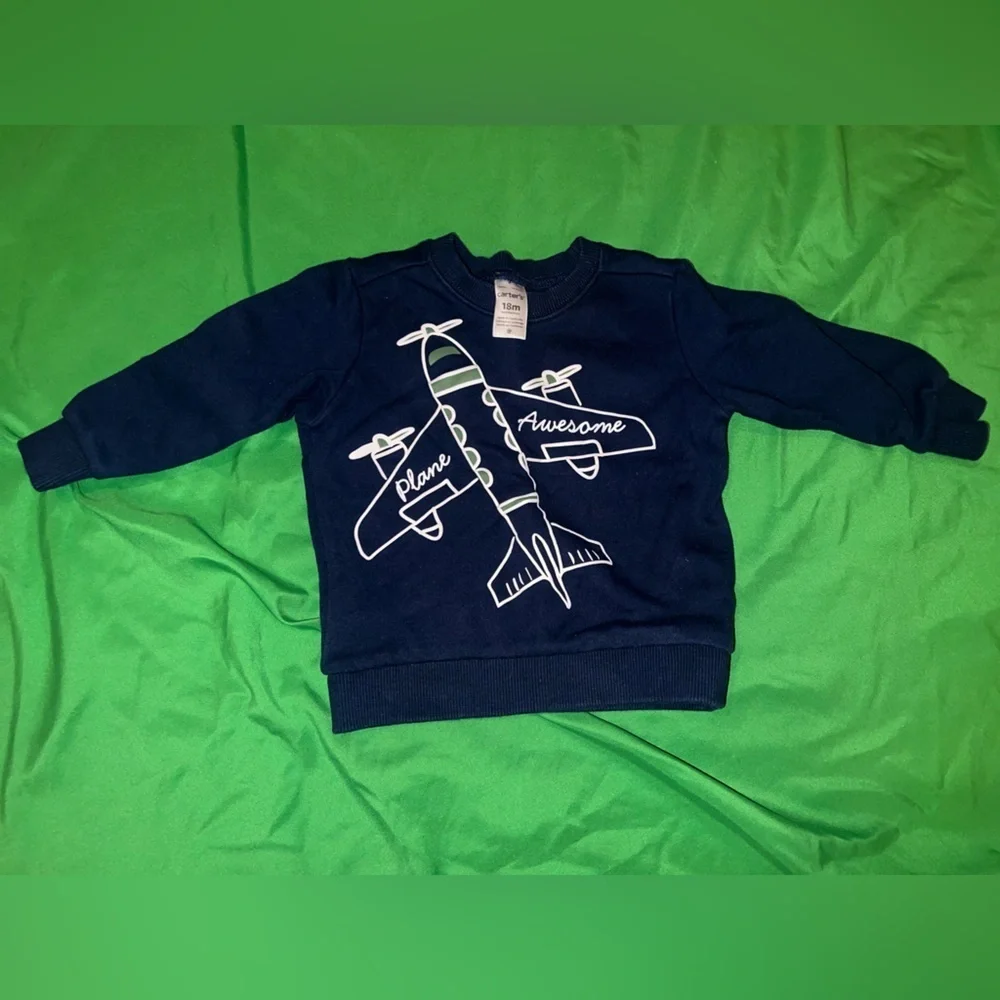 Carters Navy Airplane Graphic Kids Sweater size 18 Months